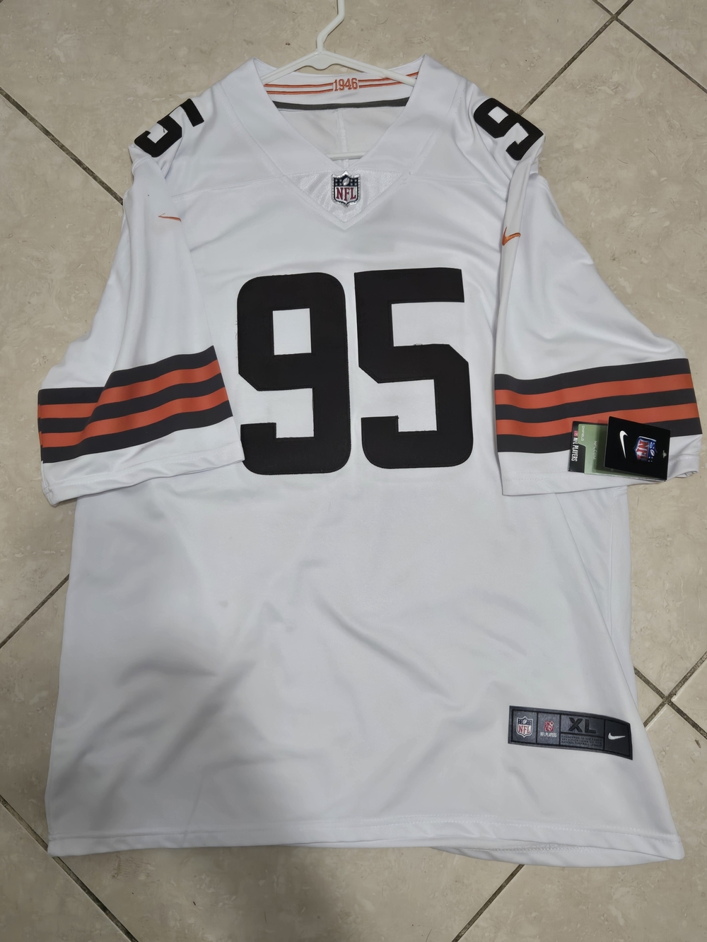 Nike White Cleveland Browns #95 Men's NFL Jersey